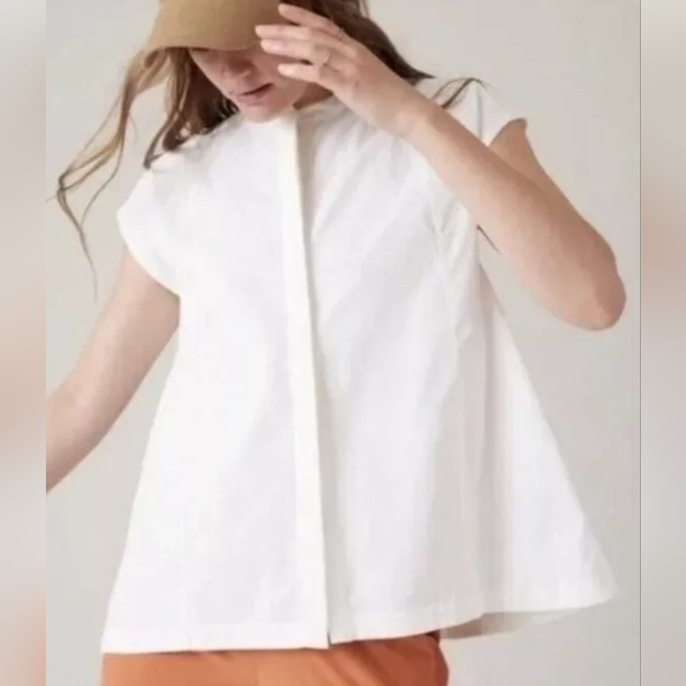 Athleta White Poplin Performance Shirt Size XXS